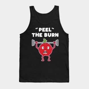 Funny Apple Peel the Burn Strength Training Weight Lifting Pun Tank Top